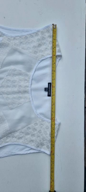 Warehouse Women's Size 12 Sleeveless White Lace Accented Tank Top imagen 5